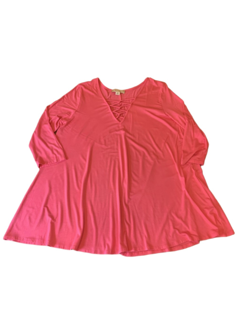 Misia Top Curvy 2X Fuchsia Tunic 3/4 Sleeves